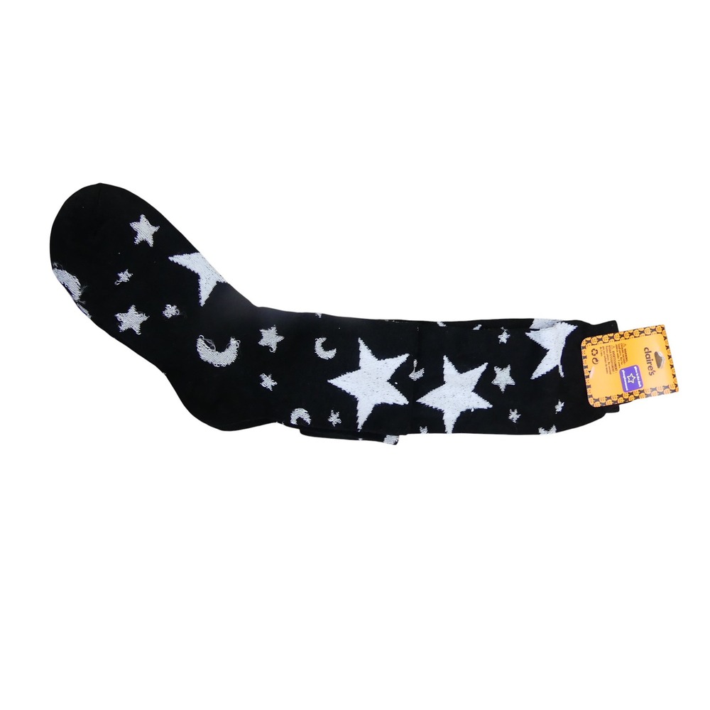 Claire's Crew Socks Girls OS Black NEW Glow in the Dark Moon Star Celestial